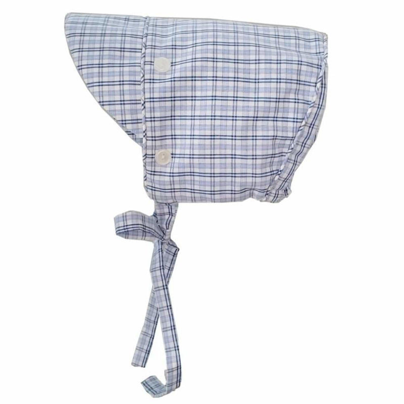 Blue and White Easter Bonnet for Baby Boy, Monogram Optional Infant Easter Hat, Newborn Sun Bonnet Summer Hat