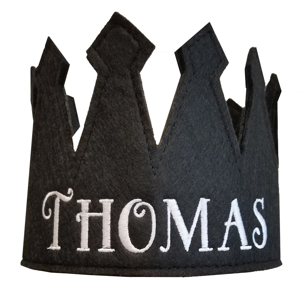 Personalized Baby and Toddler Boys Crown, Black, 1-8 Year Size
