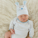 Newborn Baby Hat and Onesie Set, Welcome Home Baby Set, Blue Bunny Face