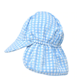 Recycled Fabric SPF 50+Gingham (Blue or Pink) Personalized Baby and Toddler Sun Hat With Flap Protection Infant Hat Newborn Summer Hat