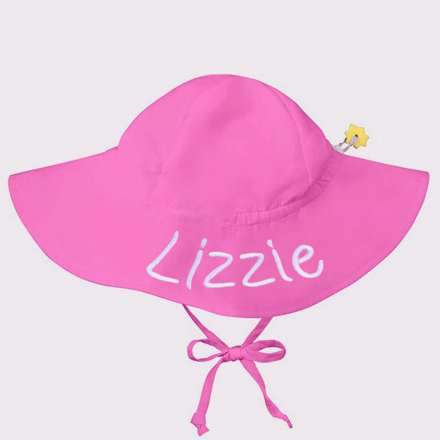 Personalized Bright Pink Baby and Toddler Sun Hat with Sun Protection Infant Hat Newborn Summer Hat