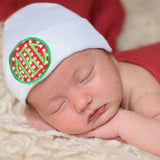 White Christmas Newborn Baby Hospital Beanie Hat, Red and Green Check Monogram Patch Infant Hat Newborn Hat