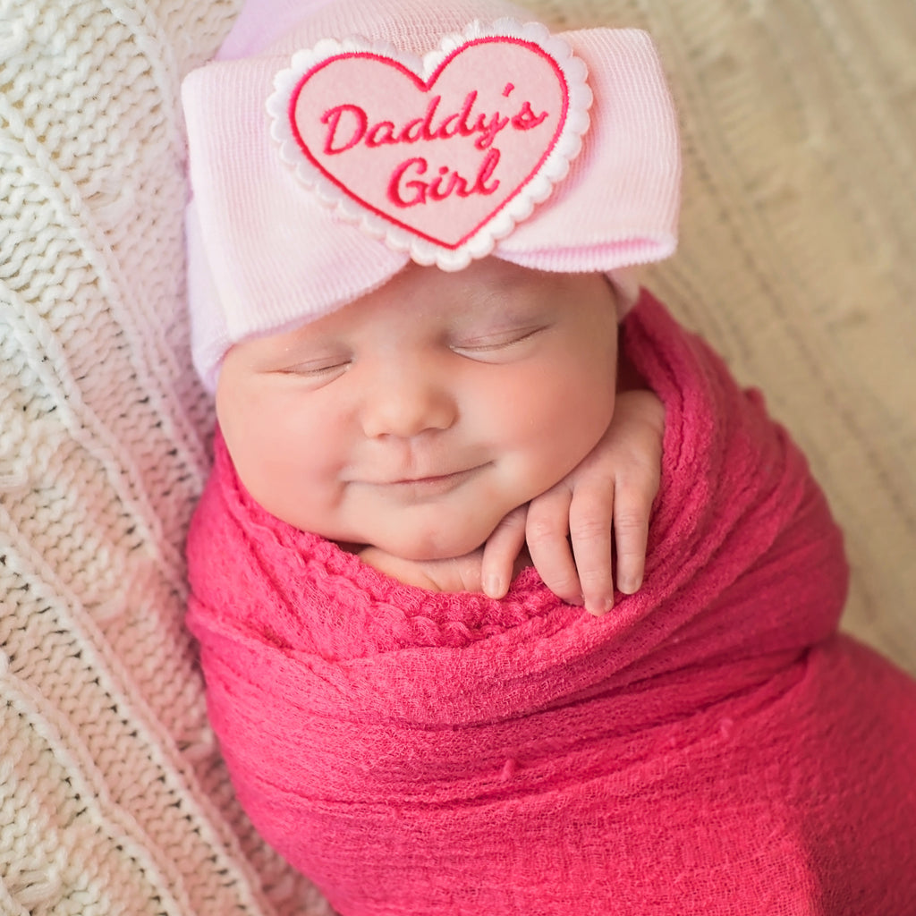 Little Girl Heat Patch Newborn Baby Girl Hospital Beanie Hat- White or Pink Color Infant Hat Newborn Hat