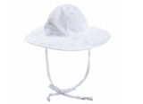 White Eyelet Wide Brim Baby Sun Hat With UPF 50 Sun Protection Infant Hat Newborn Hat
