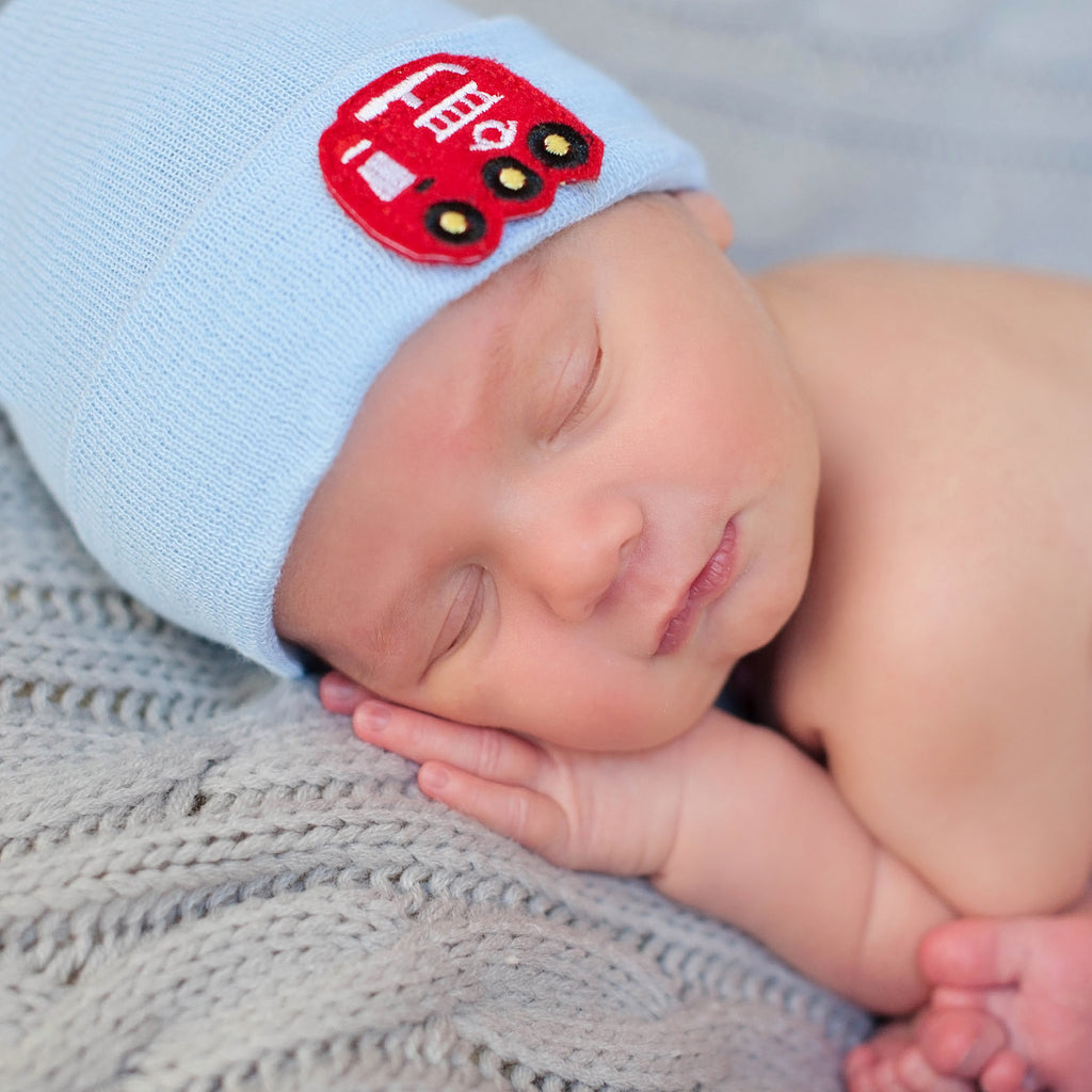 Newborn Baby Boy Hospital Beanie Hat, Blue or White Infant Hat Newborn Hat