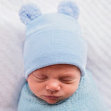 Blue Newborn Baby Beanie Hospital Hat With Fuzzy Bear Ear, Blue Nursery Beanie Infant Hat Newborn Beanie For Boys