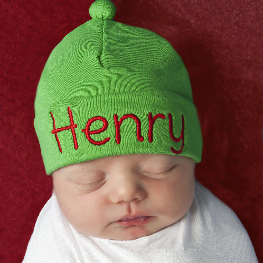 Solid Green Gender Neutral Infant and Newborn Beanie - Many Thread Colors Available Infant Hat Newborn Hat
