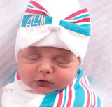 Newborn Baby Girl Hospital Beanie Hat with Bow Infant Hat Newborn Beanie Winter Hat