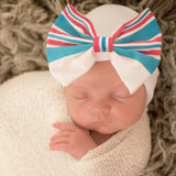 Striped Newborn Girl Hospital Hat - Take Me Home Hat Infant Hat Newborn Hat