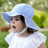 Monogrammed Blue and White Gingham Baby Girl Sun Hat Infant Hat Newborn Summer Hat