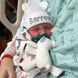 Newborn Baby Boy Hospital Nursery Beanie Hat with Bear Ears, White Color Newborn Hat
