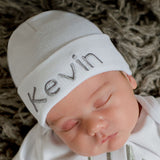 Personalized White Newborn Baby Boy Hospital Hat Newborn Hats Infant Hats