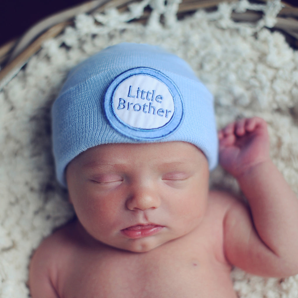 Little Brother Blue Newborn Boy Hospital Hat Infant Hat Newborn Hat