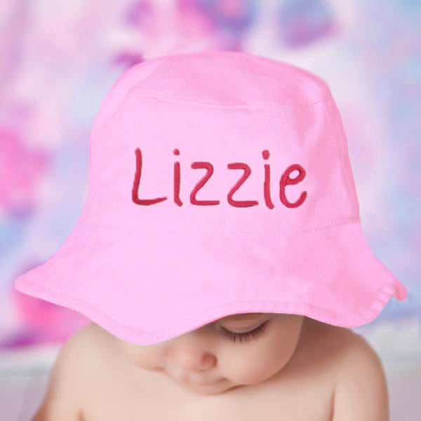 Pink Monogrammed Girl Sun Hat for Baby and Toddler Girls - Choice of Thread Colors Newborn Hat Infant Summer Hat