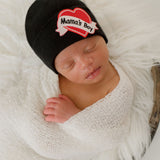 Mama’s Boy Tattoo Hospital Hat, Black Newborn Beanie Hat Infant Hat Newborn Winter Hat