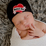 Mama’s Boy Tattoo Hospital Hat, Black Newborn Beanie Hat Infant Hat Newborn Winter Hat