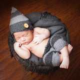 Soft Gray Striped Newborn Boys Hat and Pant Set Newborn Crochet Baby Hat Infant Hat