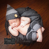 Soft Gray Striped Newborn Boys Hat and Pant Set Newborn Crochet Baby Hat Infant Hat