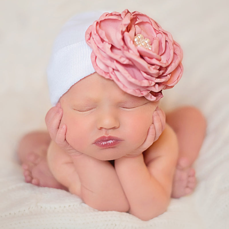 Baby hats with hot sale flowers