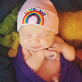 Rainbow Baby Hospital Hat - White, Blue and Pink Newborn Hat Infant Hat