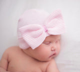 So Sweet Pink Ribbon Striped Nursery Newborn Girl Hospital Hat Newborn Hat Infant Hat
