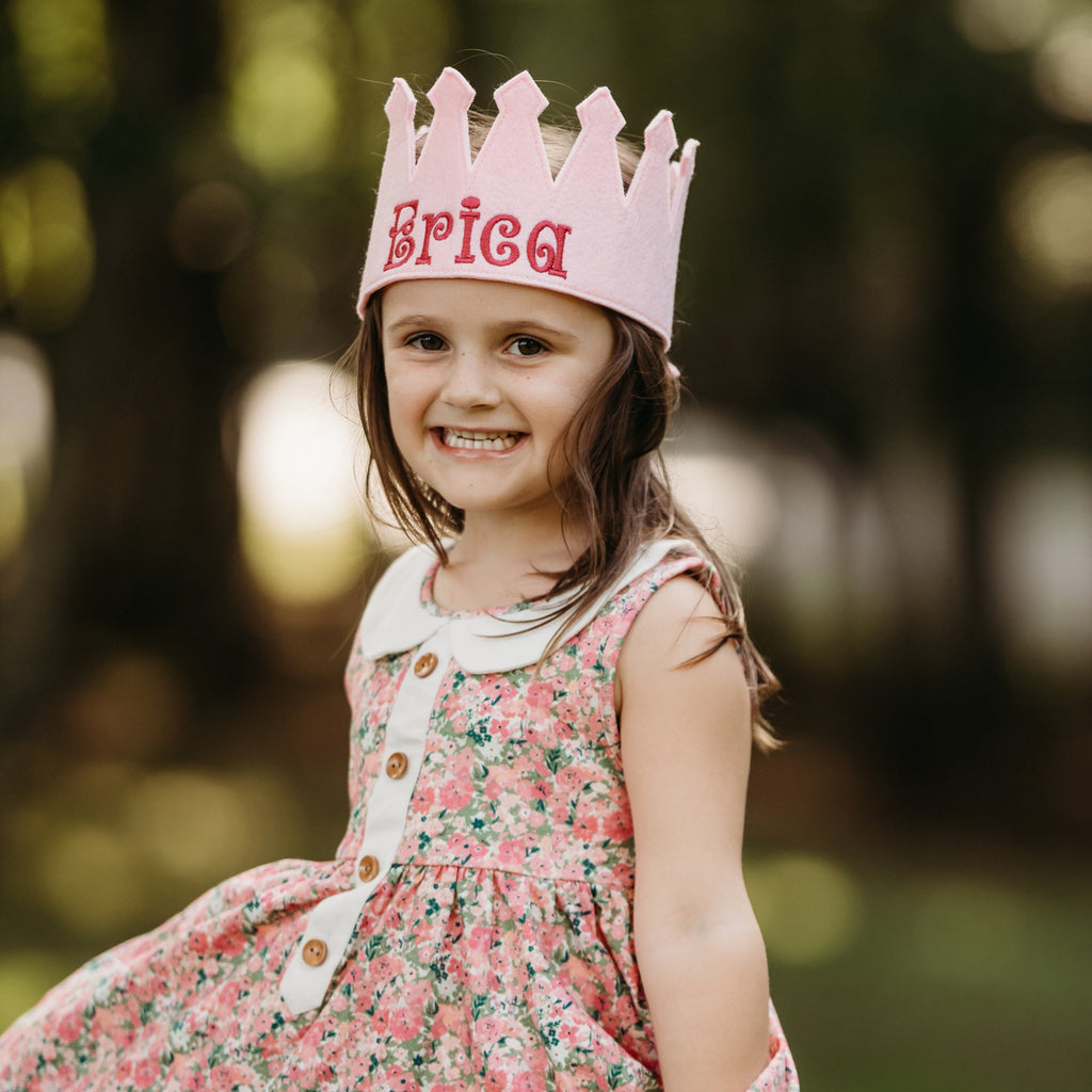 Personalized Pink Felt Crown For Baby and Toddler Girls Infant Crown Newborn Crown