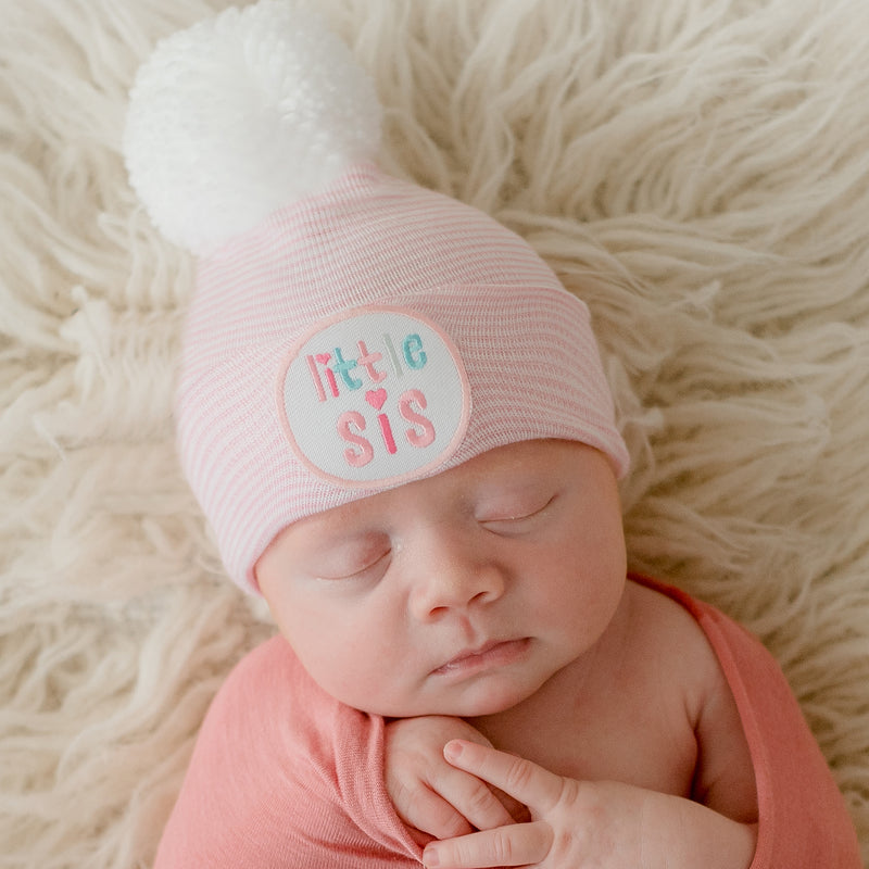 Pink and White Striped Newborn Baby Girl Hospital Nursery Beanie