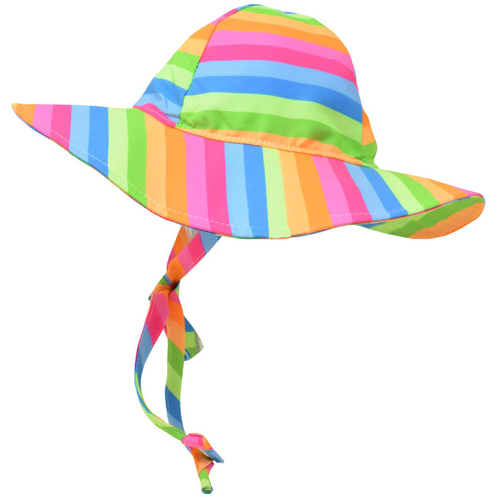 Personalized Bright Rainbow Stripe Wide Brim Sun Hat for Baby and Toddler Girls Infant Hat Newborn Summer Hat