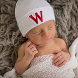 Red Collegiate Letter Patch Newborn Boy Hospital Hat Newborn Hat Infant Hat