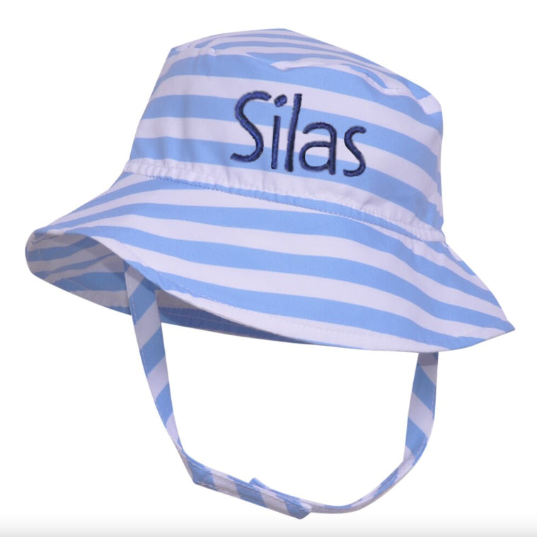 Personalized Sun Hat For Baby Boy With Sailor Stripe Infant Hat Newborn Summer Hat