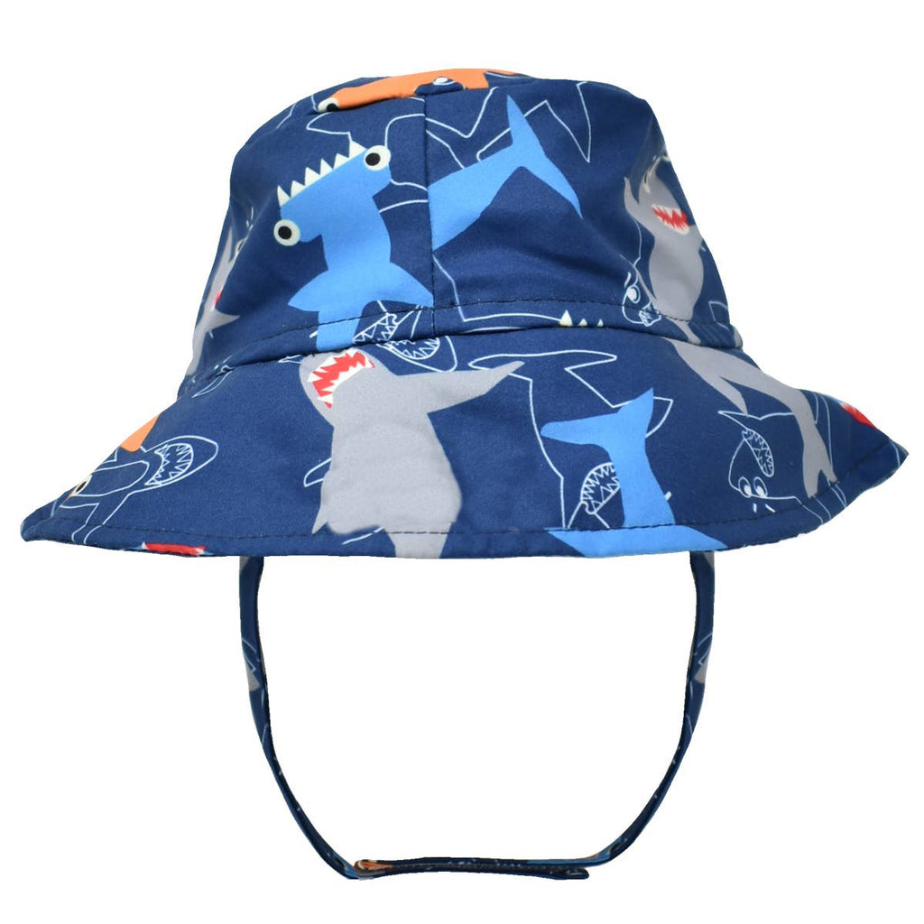Navy Blue Monster Fish Blue Boys Bucket Sun Hat - Baby and Toddler