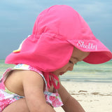 Personalized Baby and Toddler Sun Hat With Bright Pink Flap Protection Infant Hat Newborn Summer Hat