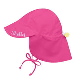 Personalized Light Pink, Bright Pink or Sea Foam Flap Baby & Toddler Sun Hat, Machine Washable Infant Hat Newborn Summer Hat