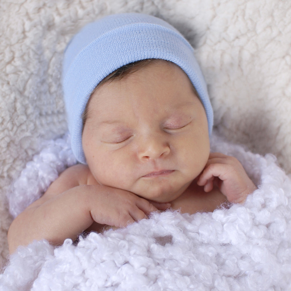 Solid Baby Blue Newborn Boy Hospital Hat Infant Hat Newborn Hat