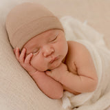 Newborn Baby Boy Hospital Beanie Hat, Tan Color Infant Hat Newborn Hat