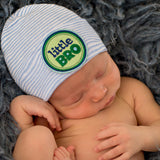 Striped Blue and White Little Bro Newborn Boy Hospital Beanie Hat Infant Hat Newborn Hat