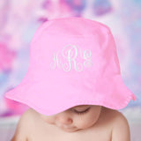 Pink Monogrammed Girl Sun Hat for Baby and Toddler Girls - Choice of Thread Colors Newborn Hat Infant Summer Hat