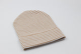 Tan and White Striped Newborn Baby Hospital Nursery Beanie Hat, Infant Hat Newborn Hat