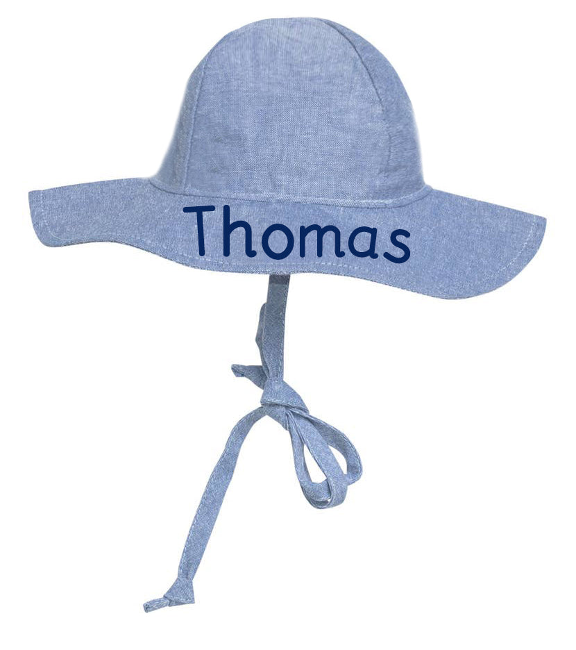 Personalized Sun Hat For 0-4 Year Old Baby & Toddler Girl,Light Blue, 50+ UPF Rating Infant Hat Newborn Summer Hat