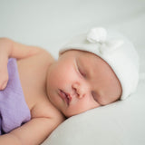 White Baby Girl Hospital Hat Infant Beanie Hat Newborn Hat With Bow