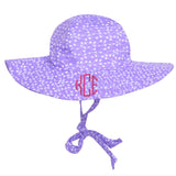 Purple Personalized Baby Sun Hat with White Floral Print - Newborn Hat Infant Summer Hat