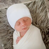 Solid White Newborn Baby Hospital Nursery Beanie Hat - Gender Neutral Infant Hat Newborn Hat