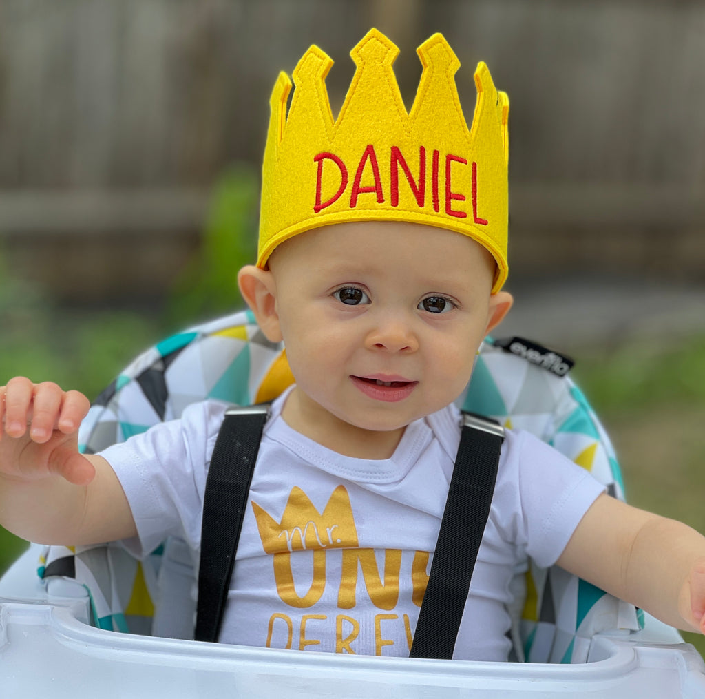 Personalized Yellow Felt Crown For Baby and Toddle (more colors available)